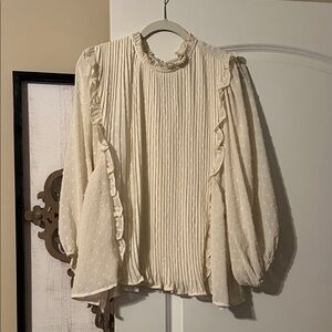 Chic Cream Ruffled Blouse for Women